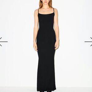 Skims Lounge Long Slip Dress Onyx Black ~ Size Small